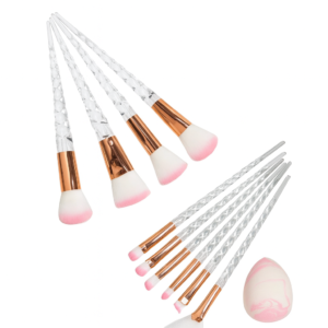 10-Piece Crystal Makeup Brush Set + Beauty Blender Sponge