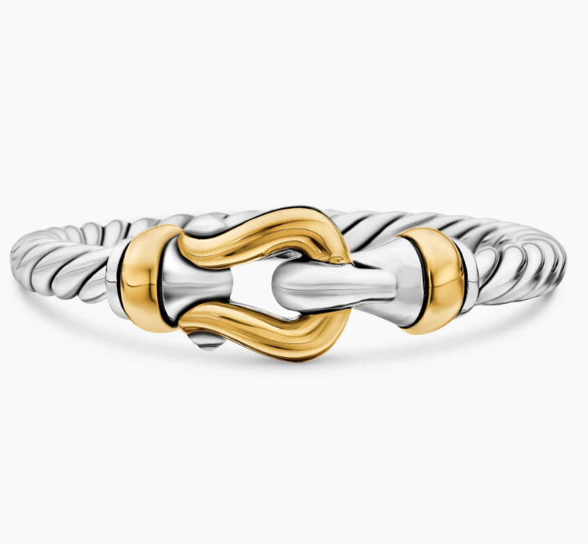 PETITE BUCKLE RING Sterling Silver with 18K Yellow Gold, 2mm
